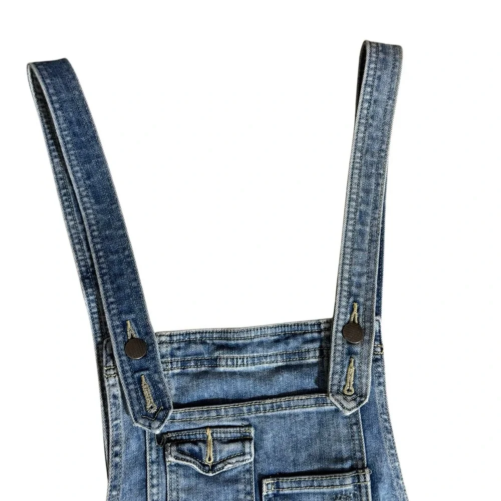 Free People Overalls Womens 25 Blue‎ Denim Sleeveless Bib Adjustable Buttons Top